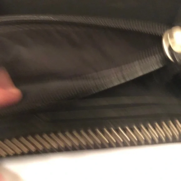 Coach black leather zipper accordion wallet
